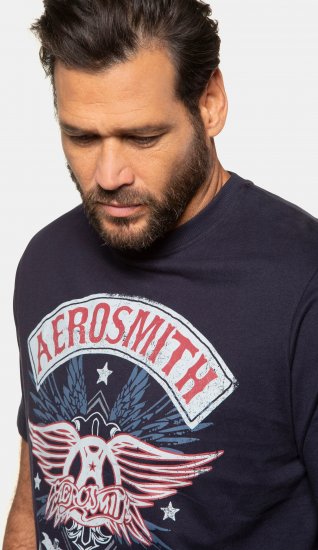 JP1880 Aerosmith Graphic Comfort Fit Band T-Shirt Black - Koszulki - T-shirty meskie Duże Rozmiary - 2XL-14XL