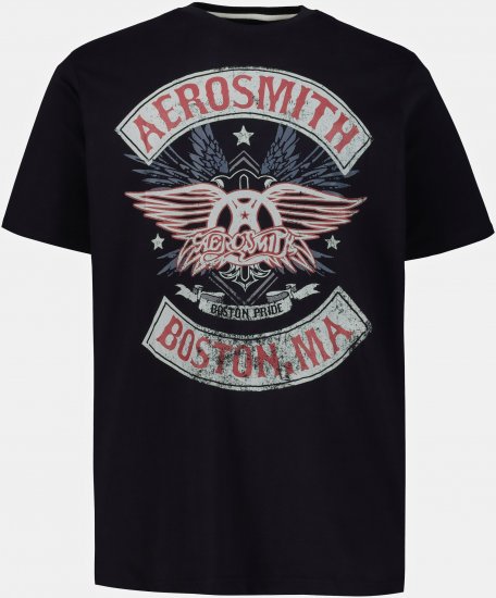 JP1880 Aerosmith Graphic Comfort Fit Band T-Shirt Black - Koszulki - T-shirty meskie Duże Rozmiary - 2XL-14XL