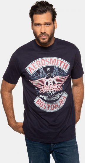 JP1880 Aerosmith Graphic Comfort Fit Band T-Shirt Black - Koszulki - T-shirty meskie Duże Rozmiary - 2XL-14XL