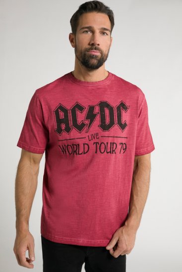 JP1880 AC/DC World Tour Graphic Comfort Fit Band T-Shirt Dark Red - Koszulki - T-shirty meskie Duże Rozmiary - 2XL-14XL