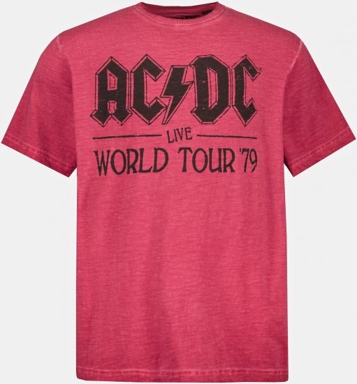 JP1880 AC/DC World Tour Graphic Comfort Fit Band T-Shirt Dark Red - Koszulki - T-shirty meskie Duże Rozmiary - 2XL-14XL