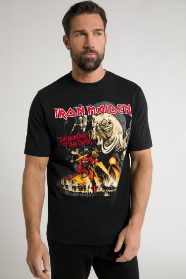 JP1880 Iron Maiden - Number of the Beast Graphic Comfort Fit Band T-Shirt Black - Koszulki - T-shirty meskie Duże Rozmiary - 2XL-14XL