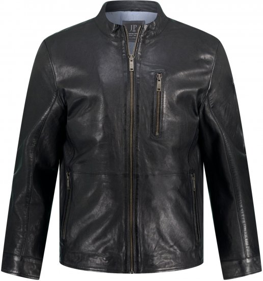 JP1880 Biker Style Leather Jacket Black - Kurtki Męskie Duże Rozmiary - Kurtki Duże rozmiary 2XL-8XL