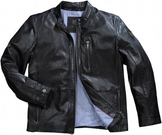 JP1880 Biker Style Leather Jacket Black - Kurtki Męskie Duże Rozmiary - Kurtki Duże rozmiary 2XL-8XL
