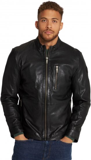JP1880 Biker Style Leather Jacket Black - Kurtki Męskie Duże Rozmiary - Kurtki Duże rozmiary 2XL-8XL