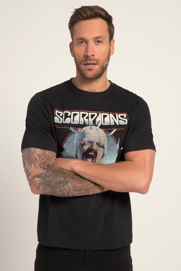 JP1880 Scorpions Blackout Graphic Comfort Fit Band T-Shirt Black - Koszulki - T-shirty meskie Duże Rozmiary - 2XL-14XL