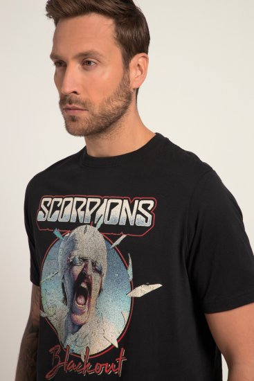 JP1880 Scorpions Blackout Graphic Comfort Fit Band T-Shirt Black - Koszulki - T-shirty meskie Duże Rozmiary - 2XL-14XL