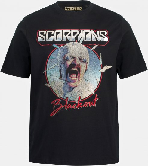 JP1880 Scorpions Blackout Graphic Comfort Fit Band T-Shirt Black - Koszulki - T-shirty meskie Duże Rozmiary - 2XL-14XL