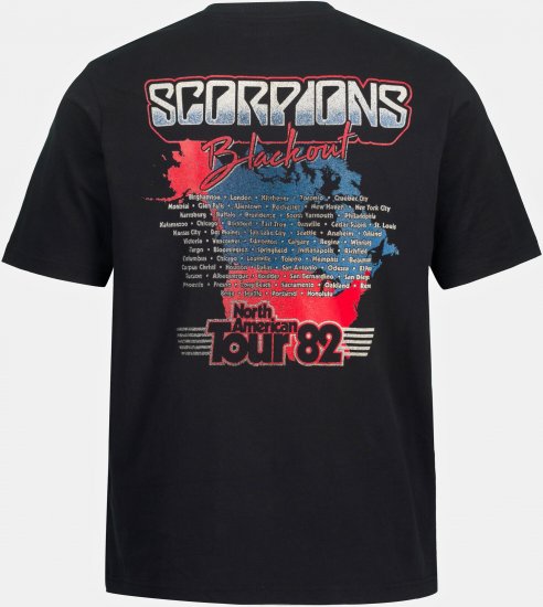 JP1880 Scorpions Blackout Graphic Comfort Fit Band T-Shirt Black - Koszulki - T-shirty meskie Duże Rozmiary - 2XL-14XL