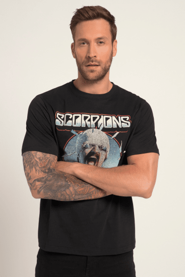 JP1880 Scorpions Blackout Graphic Comfort Fit Band T-Shirt Black - Koszulki - T-shirty meskie Duże Rozmiary - 2XL-14XL