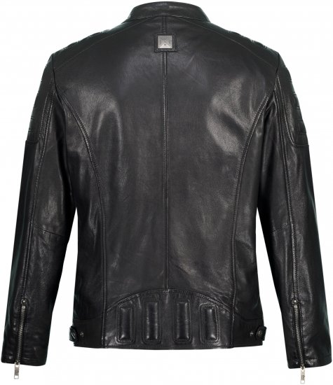 JP1880 Classic Biker Style Leather Jacket Black - Kurtki Męskie Duże Rozmiary - Kurtki Duże rozmiary 2XL-8XL