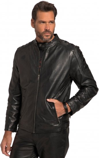 JP1880 Classic Biker Style Leather Jacket Black - Kurtki Męskie Duże Rozmiary - Kurtki Duże rozmiary 2XL-8XL
