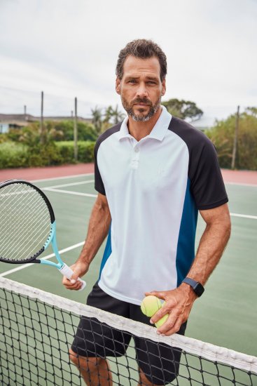 JP1880 FLEXNAMIC® QuickDry Tennis Polo Black-White-Blue - Odzież sportowa - Odzież sportowa 2XL-10XL