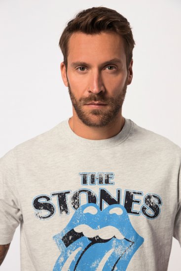 JP1880 Rolling Stones Graphic Comfort Fit Band T-Shirt Light Grey - Koszulki - T-shirty meskie Duże Rozmiary - 2XL-14XL