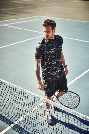 JP1880 QuickDry Graphic Print Tennis T-Shirt Black - Odzież sportowa - Odzież sportowa 2XL-10XL