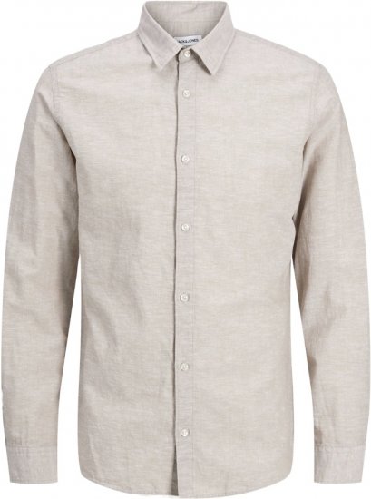Jack & Jones Breeze Linen Blend Long Sleeve Shirt Crockery - Koszule - Koszule 2XL-10XL