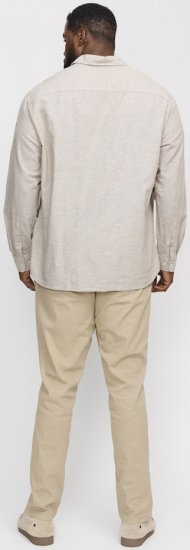 Jack & Jones Breeze Linen Blend Long Sleeve Shirt Crockery - Koszule - Koszule 2XL-10XL