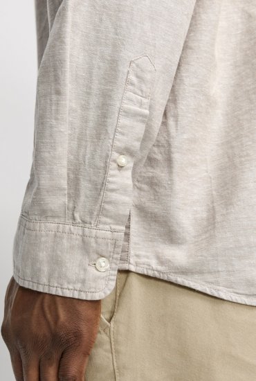 Jack & Jones Breeze Linen Blend Long Sleeve Shirt Crockery - Koszule - Koszule 2XL-10XL