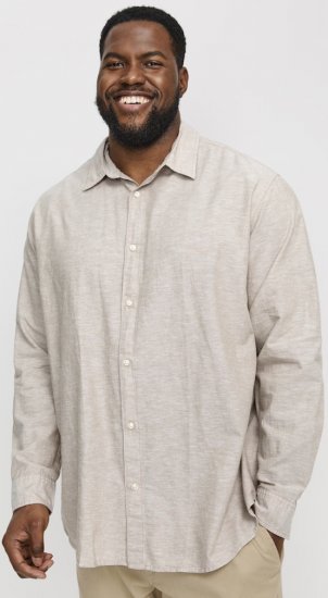 Jack & Jones Breeze Linen Blend Long Sleeve Shirt Crockery - Koszule - Koszule 2XL-10XL