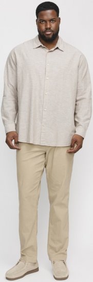 Jack & Jones Breeze Linen Blend Long Sleeve Shirt Crockery - Koszule - Koszule 2XL-10XL