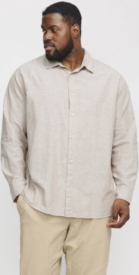 Jack & Jones Breeze Linen Blend Long Sleeve Shirt Crockery - Koszule - Koszule 2XL-10XL