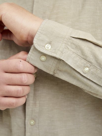 Jack & Jones Breeze Poplin Long Sleeve Shirt Beige - Koszule - Koszule 2XL-10XL