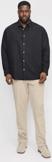 Jack & Jones Breeze Linen Blend Long Sleeve Shirt Black - Koszule - Koszule 2XL-10XL