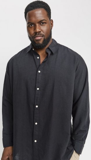 Jack & Jones Breeze Linen Blend Long Sleeve Shirt Black - Koszule - Koszule 2XL-10XL