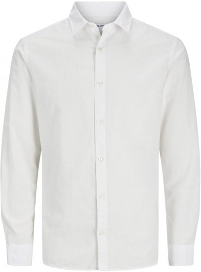 Jack & Jones Breeze Linen Blend Long Sleeve Shirt White - Koszule - Koszule 2XL-10XL