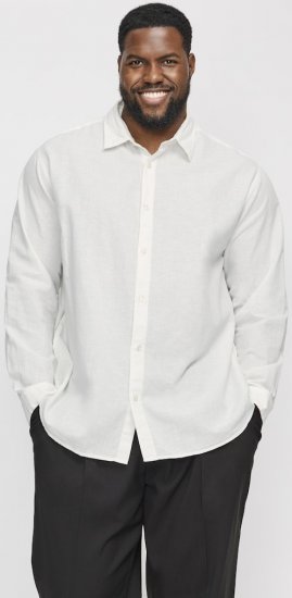 Jack & Jones Breeze Linen Blend Long Sleeve Shirt White - Koszule - Koszule 2XL-10XL