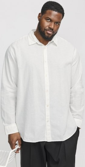 Jack & Jones Breeze Linen Blend Long Sleeve Shirt White - Koszule - Koszule 2XL-10XL