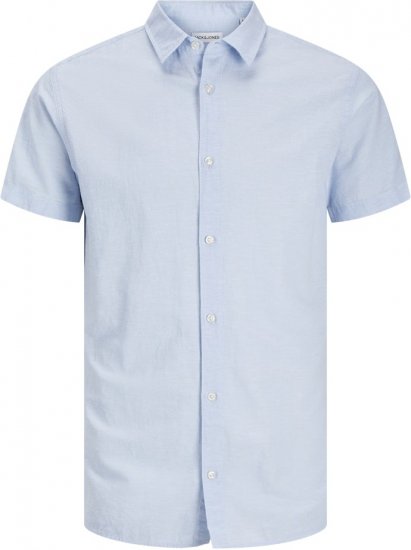 Jack & Jones Breeze Linen Blend Short Sleeve Shirt Chambray Blue - Koszule - Koszule 2XL-10XL