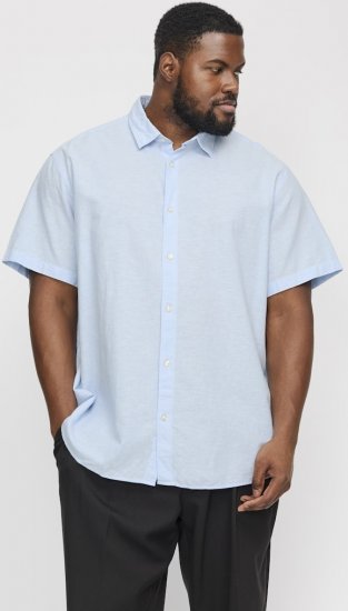 Jack & Jones Breeze Linen Blend Short Sleeve Shirt Chambray Blue - Koszule - Koszule 2XL-10XL