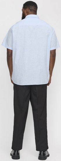 Jack & Jones Breeze Linen Blend Short Sleeve Shirt Chambray Blue - Koszule - Koszule 2XL-10XL