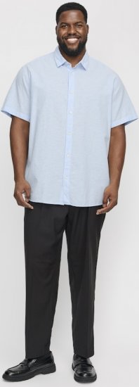 Jack & Jones Breeze Linen Blend Short Sleeve Shirt Chambray Blue - Koszule - Koszule 2XL-10XL