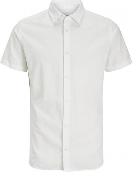Jack & Jones Breeze Linen Blend Short Sleeve Shirt White - Koszule - Koszule 2XL-10XL