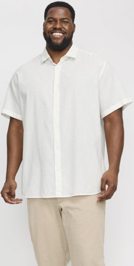 Jack & Jones Breeze Linen Blend Short Sleeve Shirt White - Koszule - Koszule 2XL-10XL