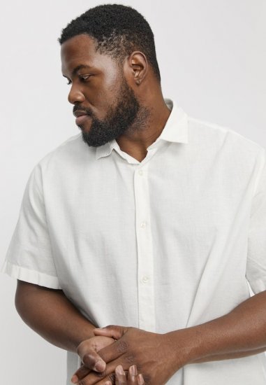 Jack & Jones Breeze Linen Blend Short Sleeve Shirt White - Koszule - Koszule 2XL-10XL