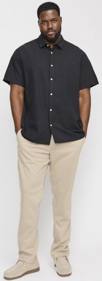 Jack & Jones Breeze Linen Blend Short Sleeve Shirt Black - Koszule - Koszule 2XL-10XL