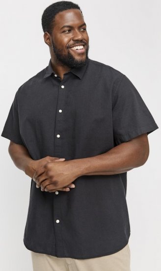 Jack & Jones Breeze Linen Blend Short Sleeve Shirt Black - Koszule - Koszule 2XL-10XL