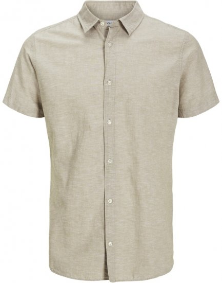 Jack & Jones Breeze Linen Blend Short Sleeve Shirt Beige - Koszule - Koszule 2XL-10XL