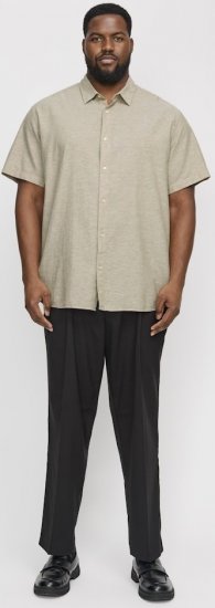 Jack & Jones Breeze Linen Blend Short Sleeve Shirt Beige - Koszule - Koszule 2XL-10XL