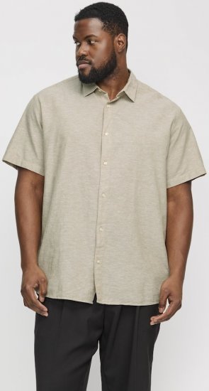 Jack & Jones Breeze Linen Blend Short Sleeve Shirt Beige - Koszule - Koszule 2XL-10XL