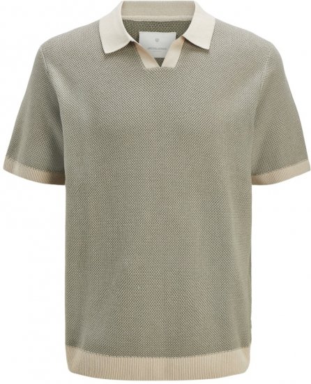 Jack & Jones Ceaston Knit Short Sleeve Sweater Vetiver - Bluzy & bluzy z kapturem - Bluzy & Bluzy z kapturem 2XL-12XL
