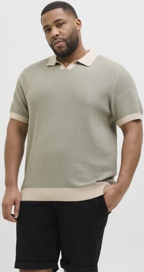 Jack & Jones Ceaston Knit Short Sleeve Sweater Vetiver - Bluzy & bluzy z kapturem - Bluzy & Bluzy z kapturem 2XL-12XL
