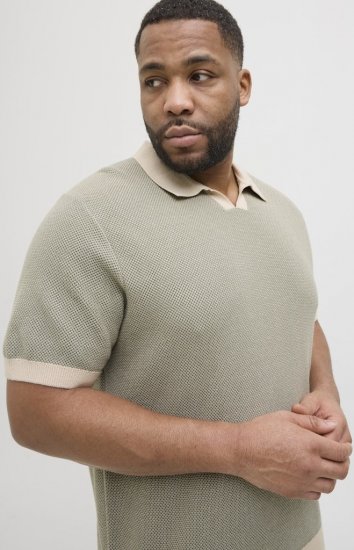 Jack & Jones Ceaston Knit Short Sleeve Sweater Vetiver - Bluzy & bluzy z kapturem - Bluzy & Bluzy z kapturem 2XL-12XL