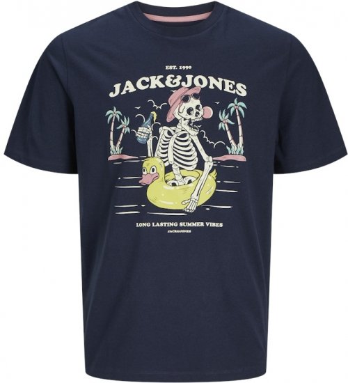 Jack & Jones Elijah Crew Neck T-Shirt Navy - Koszulki - T-shirty meskie Duże Rozmiary - 2XL-14XL