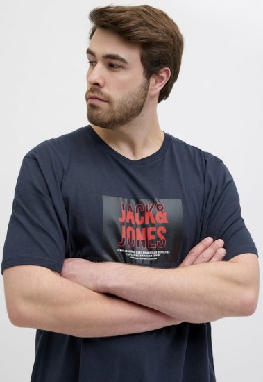 Jack & Jones Hudson Crew Neck T-Shirt Navy - Koszulki - T-shirty meskie Duże Rozmiary - 2XL-14XL