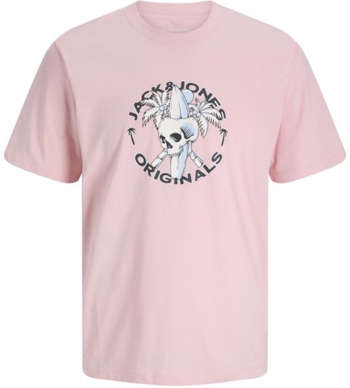 Jack & Jones Skull Coast Crew Neck T-Shirt Tickled Pink - Koszulki - T-shirty meskie Duże Rozmiary - 2XL-14XL