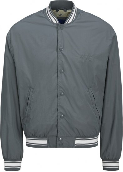 Jack & Jones Almeria Varsity Bomber Jacket Grey - Kurtki Męskie Duże Rozmiary - Kurtki Duże rozmiary 2XL-8XL